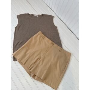 Ralph Lauren Tan Chino Shorts & Calvin Klein Ribbed Sweater Vest Bundle Size XL